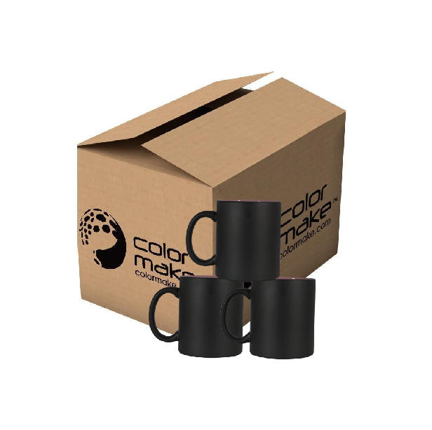 Mug mágico 11oz negro con fondo rosa