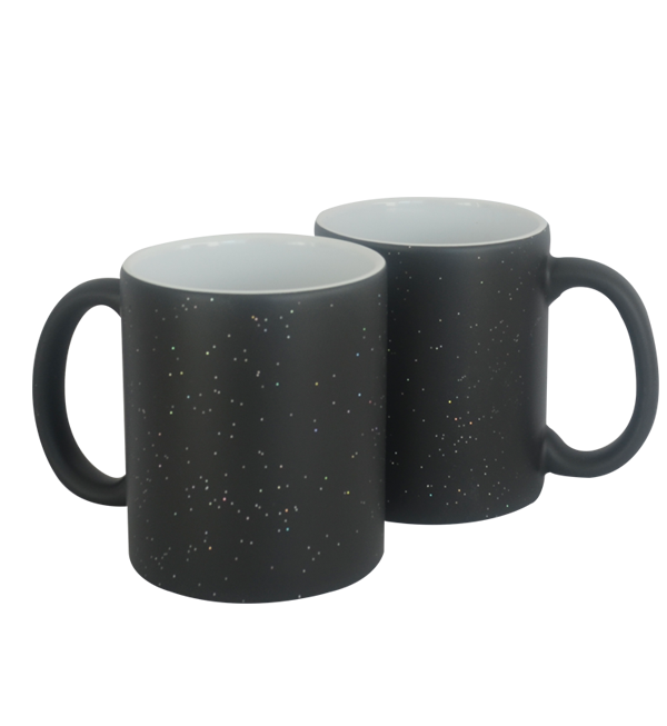 Mug mágico 11oz negro con glitter